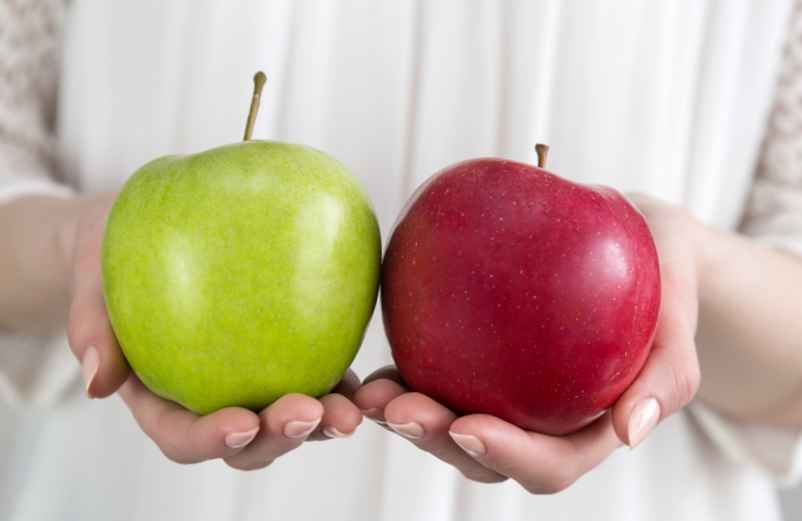 Combien de calories pour une pomme rouge et une pomme verte